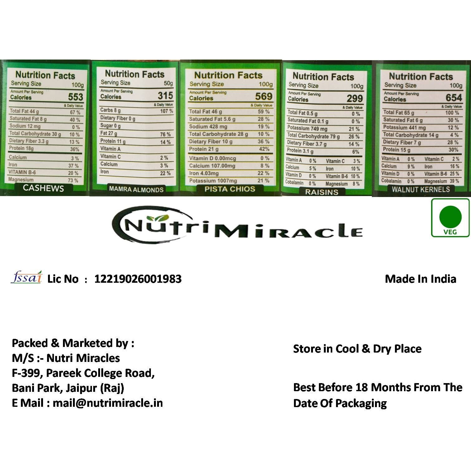 Nutri Miracle Corporate Gourmet Dry Fruits Combo | Gift Basket For Office Staff With Diwali Greeting Card.