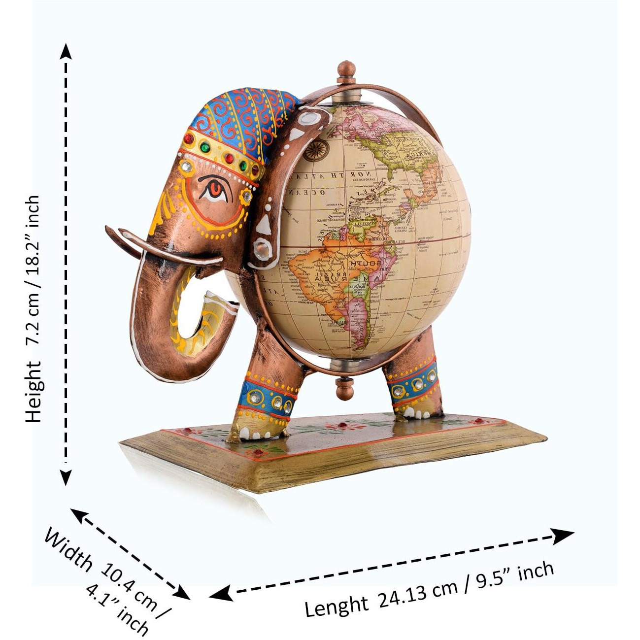 Craftvatika Home And Office Decorative Globe Metal Elephant Table Top Showpiece Globe,Home House Decoration Items,Decor And Gift For Living Room, Bedroom, Showcase,Office Desk,Interior (Type 1)