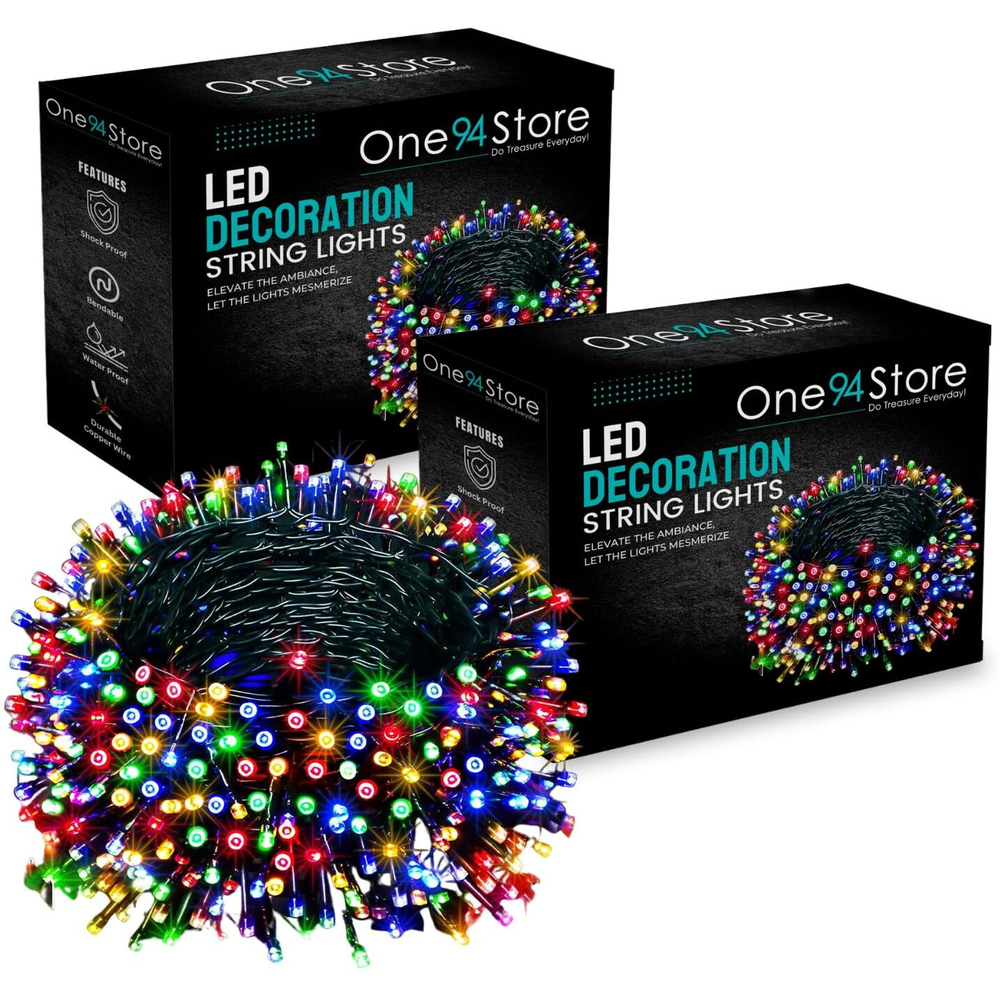 One94Store (Pack Of 2 36 Ft Multicolor Led Pixel String Lights | 360 Copper Wire Decorative Serial Fairy Lights For Diwali, Christmas, Wedding, Party, Indoor & Outdoor Home Decoration