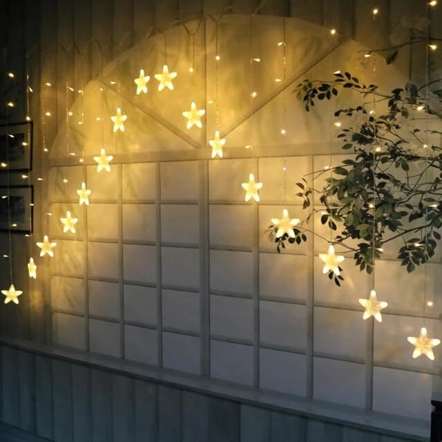 The Purple Tree Star Light Decorative Led Light String Curtain For Diwali, Christmas And Weddings (1 Pc, 3 Mtr) V Shape Star Light, Diwali Light, Christmas Light, Romantic Light, Star Light Curtain