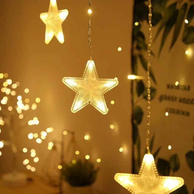 The Purple Tree Star Light Decorative Led Light String Curtain For Diwali, Christmas And Weddings (1 Pc, 3 Mtr) V Shape Star Light, Diwali Light, Christmas Light, Romantic Light, Star Light Curtain