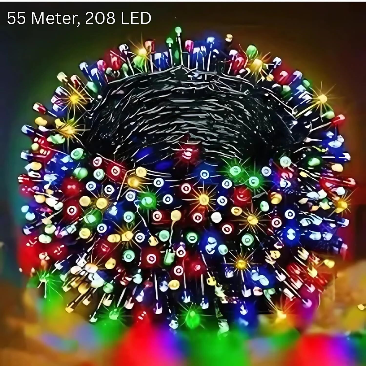 One94Store 55 Meter Led String Lights  208 Multicolor Leds On Flexible Copper Wire | Waterproof Fairy Lights For Decoration | Indoor & Outdoor Use | Diwali, Christmas, Wedding, Party (Pack Of 1)