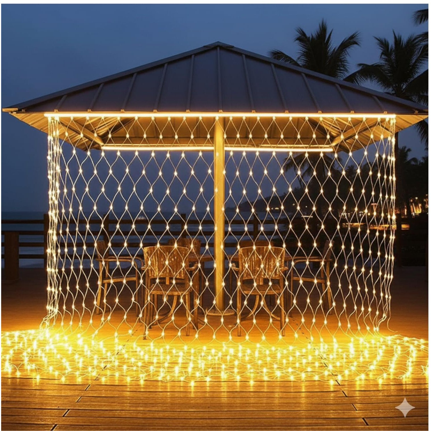 One94Store 192 Led Net Mesh Fairy String Lights, Warm White, 6X6 Ft Decorative Curtain Lights, Low Voltage, Indoor & Outdoor Decoration For Christmas, Wedding, Party & Home (Plastic, Pack Of 1)