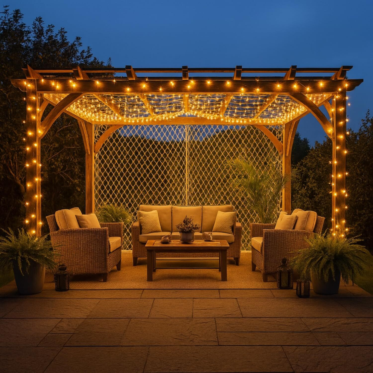 One94Store 192 Led Net Mesh Fairy String Lights, Warm White, 6X6 Ft Decorative Curtain Lights, Low Voltage, Indoor & Outdoor Decoration For Christmas, Wedding, Party & Home (Plastic, Pack Of 1)