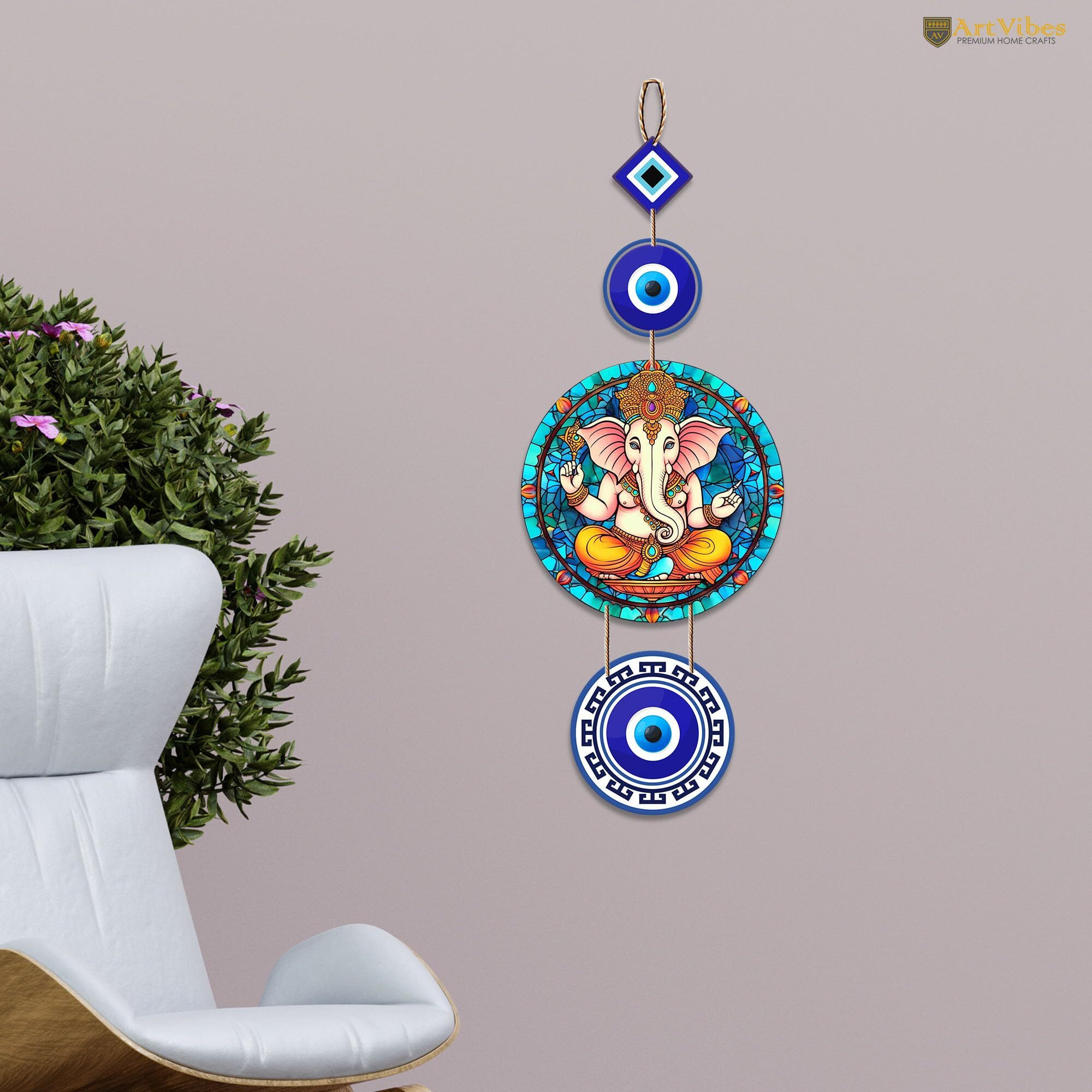 Artvibes Attractive Design Wooden Wall Hanging For Home Decor | Decoration Livingroom | Modern Artworks Items | Peace Charm Accents | Door Entrance Decorative Hangings (Wh_8510N)