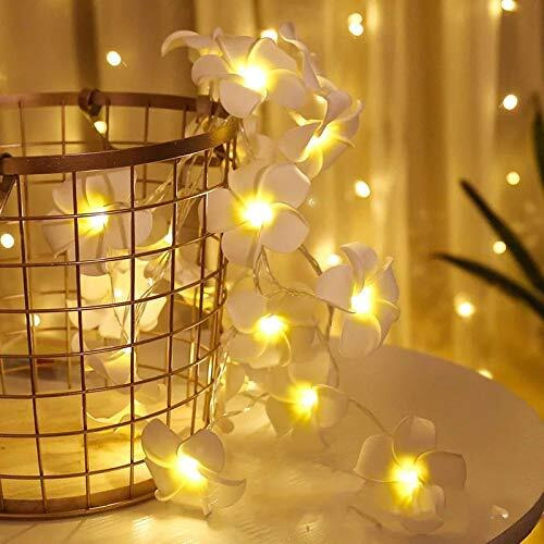 Satyam Kraft 2 Pcs Hawaii Foam Plumeria Flower Led String Lights (1.5 Meter) | Ideal For Diwali Decoration Setup For Home, Navratri Decoration Item, Home Decor, Pooja Room, Mandir Decor