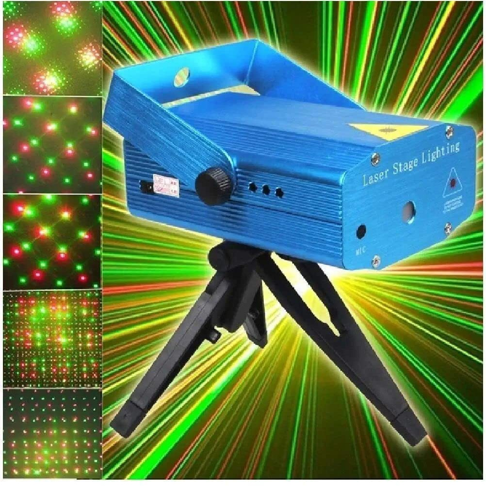 One94Store Sound Activated Mini Laser Projector Stage Light  (Red & Green) Dj Party Light With Dot Patterns & Tripod Stand, Plug-In Led Light For Home, Diwali, Wedding & Event Decoration
