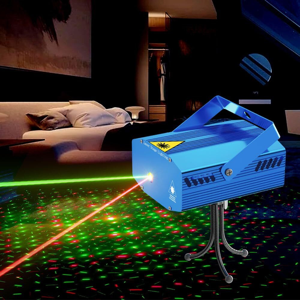 One94Store Sound Activated Mini Laser Projector Stage Light  (Red & Green) Dj Party Light With Dot Patterns & Tripod Stand, Plug-In Led Light For Home, Diwali, Wedding & Event Decoration