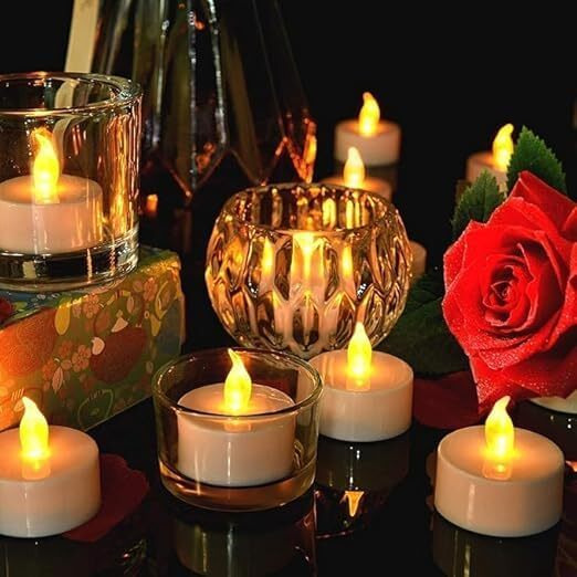Vervenix Led Tea Light Candles (Pack Of 24)  Battery-Operated Flameless & Smokeless Decorative Lights For Diwali, Home Temple, Pooja And Holiday Decorations