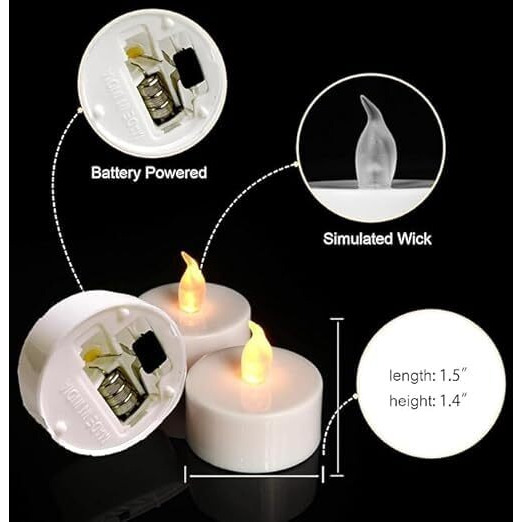 Vervenix Led Tea Light Candles (Pack Of 24)  Battery-Operated Flameless & Smokeless Decorative Lights For Diwali, Home Temple, Pooja And Holiday Decorations