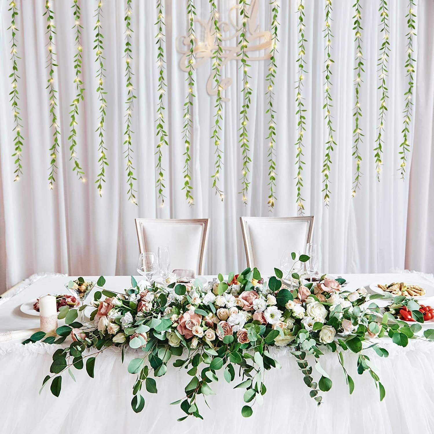 Litverse Leaf Vine String Fairy Lights | Warm White Plug-In Decorative Led Lights With Green Leaves For Wall, Bedroom, Balcony, Party, Home, Wedding, Diwali | 3 Meter Transparent Wire