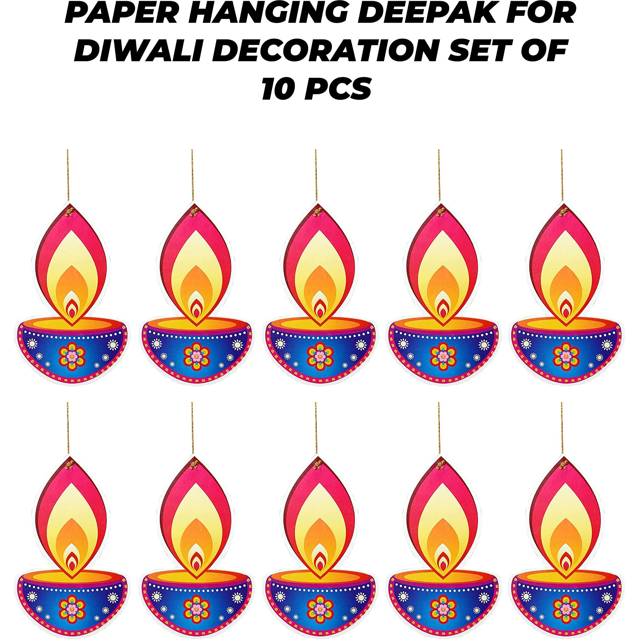 Toyxe Paper Hanging Deepak For Diwali Decoration Set Of 10 Pcs Diyas And Lights Toran Deepawali Home Decor Festive Hanging Decorations Diwali Festival Items Vibrant Wall Ceiling Dcor