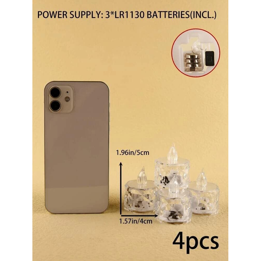 Fizgig - 6 Pcs Led Tea Light Candles | Flameless & Smokeless Diya | Decorative Acrylic Candle | Home Decor, Navratri Decor Items, Diwali Decoration Item, Room, Table, Pooja Room Decor (Yellow)