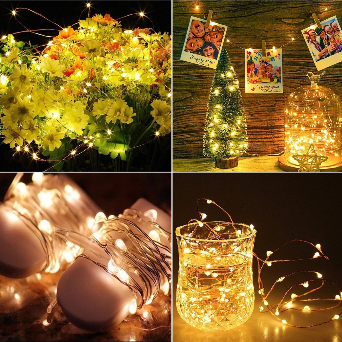 Xergy 20 Led 2 Meter Long Battery Powered Decoration Starry String Lights Operated By 2Xcr2032 With Large Beads Copper Wire For Diy Diwali Lights For Decoration For Home (Warm White) - Pack Of 2