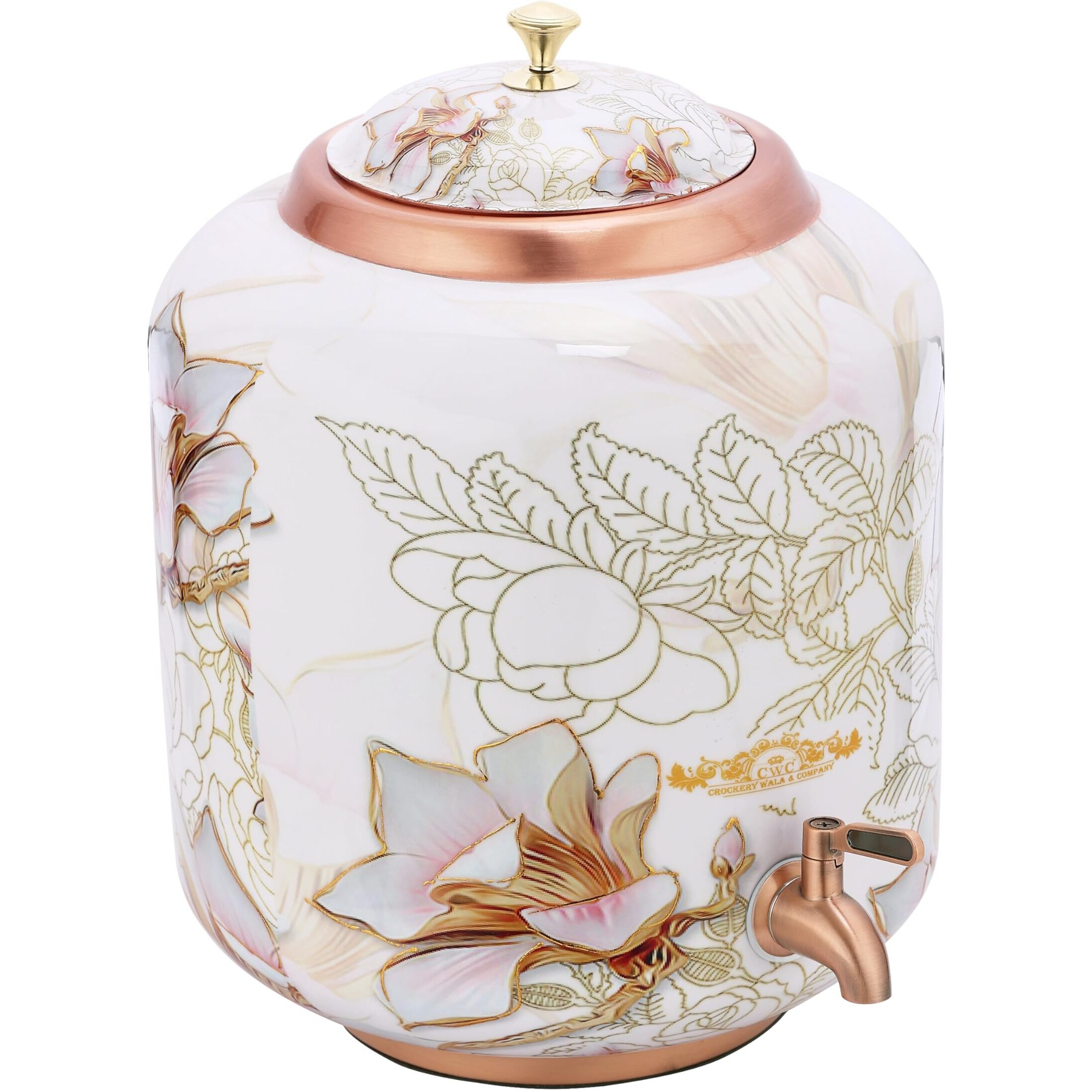 Cwc Crockery Wala & Company Pure Copper Dispenser Meena Gold Finish (14 Litres)