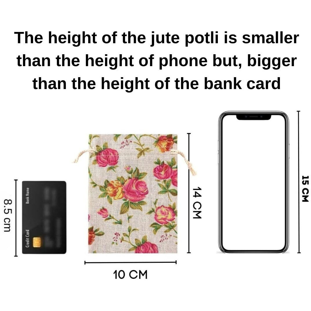 Satyam Kraft 10 Pcs Mini Jute Potli Bags | Gift Pouch For Diwali, Deepawali,Baby Shower, Wedding,Corporate Gifting, Party Favors, Gift Packing, Return Gift, Jewellery, Sweets, Dry Fruits & Chocolates.