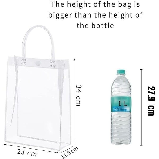 Satyam Kraft 12 Pcs Large Transparent Bag Goodie Bags With Handle Gift Bag, Hamper Bag, Carry Bags, Shopping Gift Bag, Gift For Diwali, New Year, Wedding Gifting,Return Gifts, Birthday, Party, Festivals(Large)(Pack Of 12)(34 Cm H)