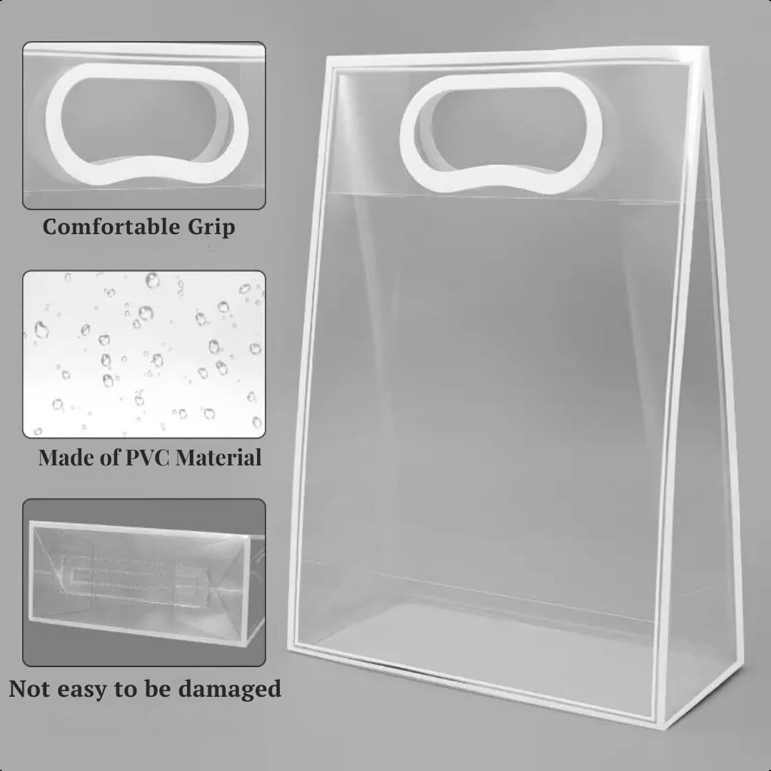 Satyam Kraft 6 Pcs Translucent Multipurpose Gift Bags | Gift For Her/Him, Diwali Gifting, Baby Shower, Wedding Return Gifts, Anniversary, Birthday, Hamper, Shopping & Party (Large, White)