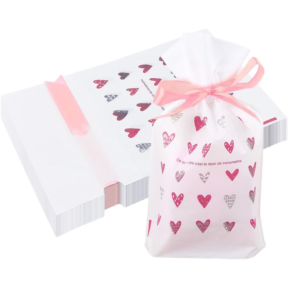 Hasthip 50Pcs Drawstring Gift Bags, Potli Bags For Return, Pink Ribbon Tie Gift Bag Reusable Packing Storage For Diwali, Party, Pooja, 15X23Cm