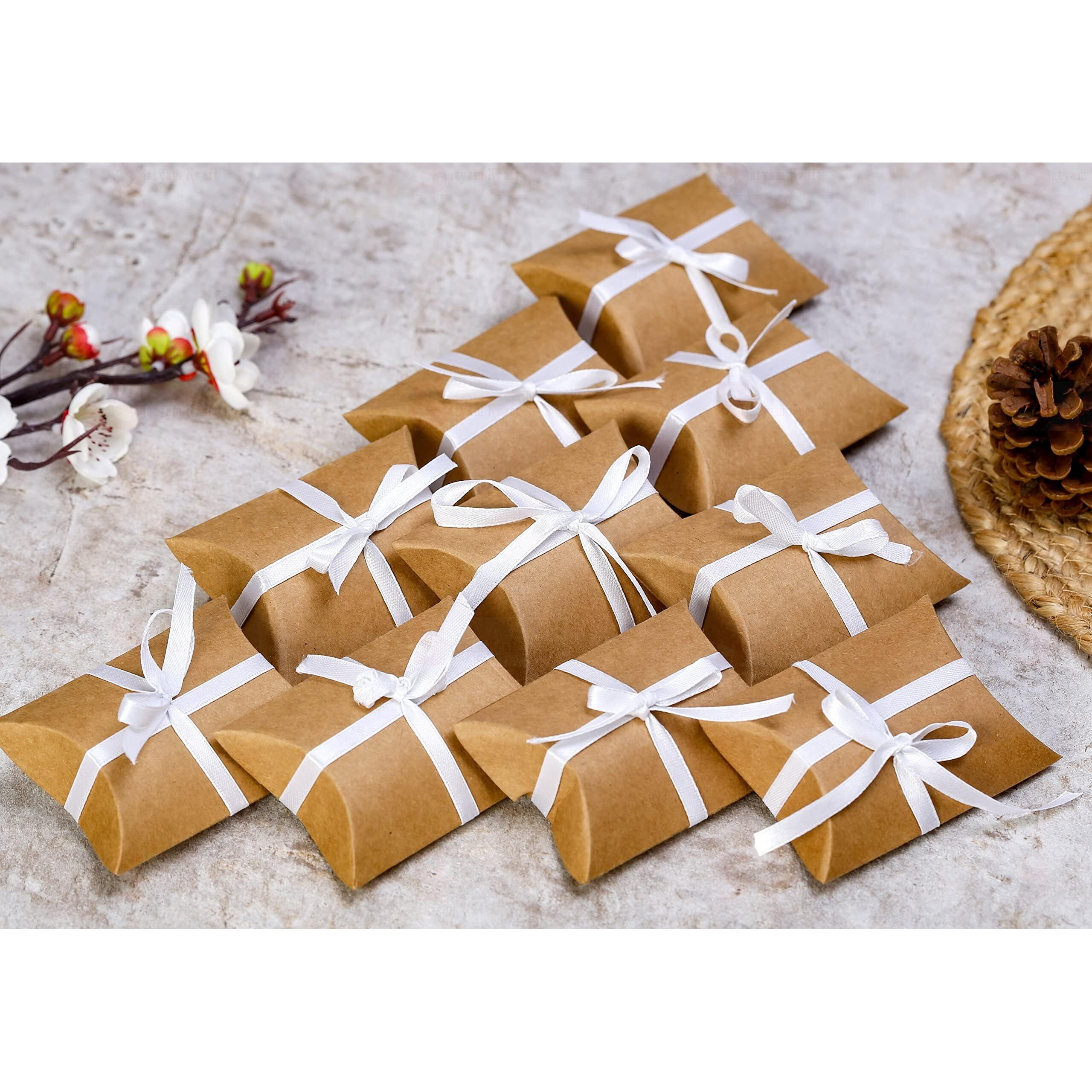 Satyam Kraft 50 Pcs Small Mini Decorative Folding Paper Gift Boxes  Fancy Gift Packaging For Diwali, Wedding Returns, Chocolates, Dry Fruits, Festivals & Special Occasions (Brown)