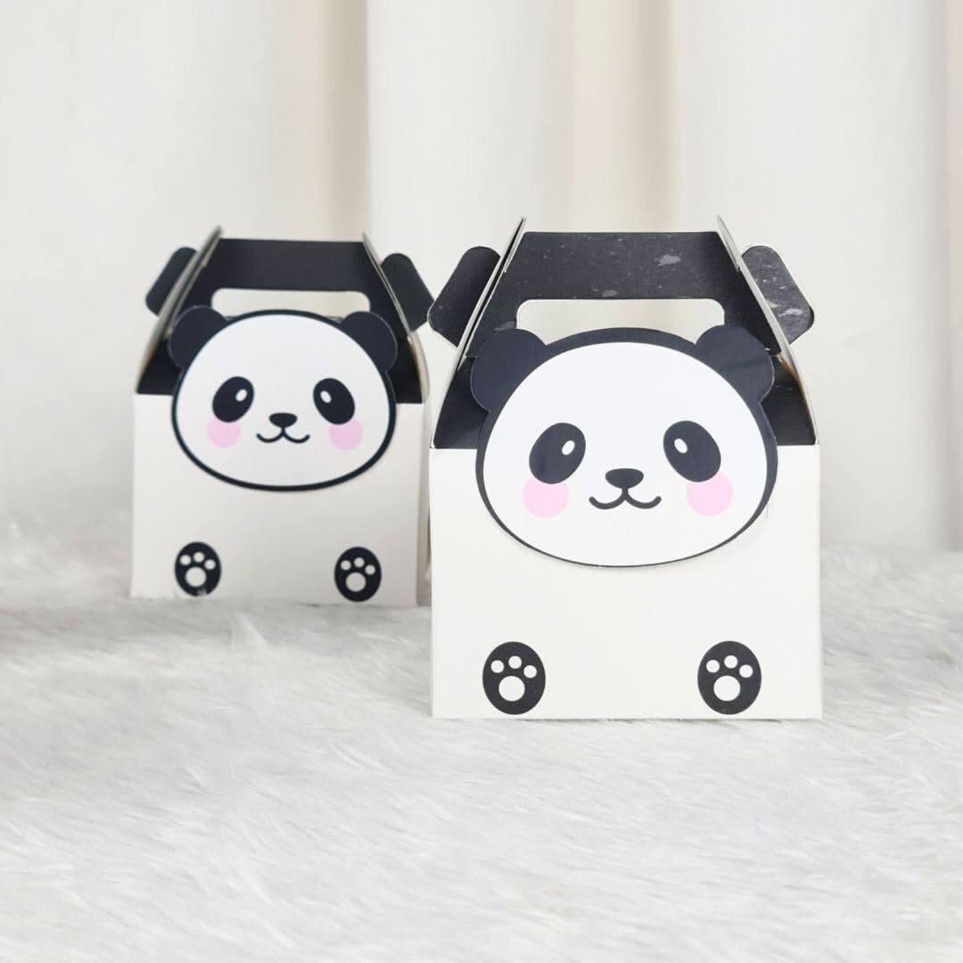 Satyam Kraft 20 Pcs Panda Printed Decorative Folding Paper Gift Boxes | Fancy Packaging For Diwali Gifts, Wedding, Return Gift, Dry Fruits, Wedding & Kids Function Return Gifts (Brown)