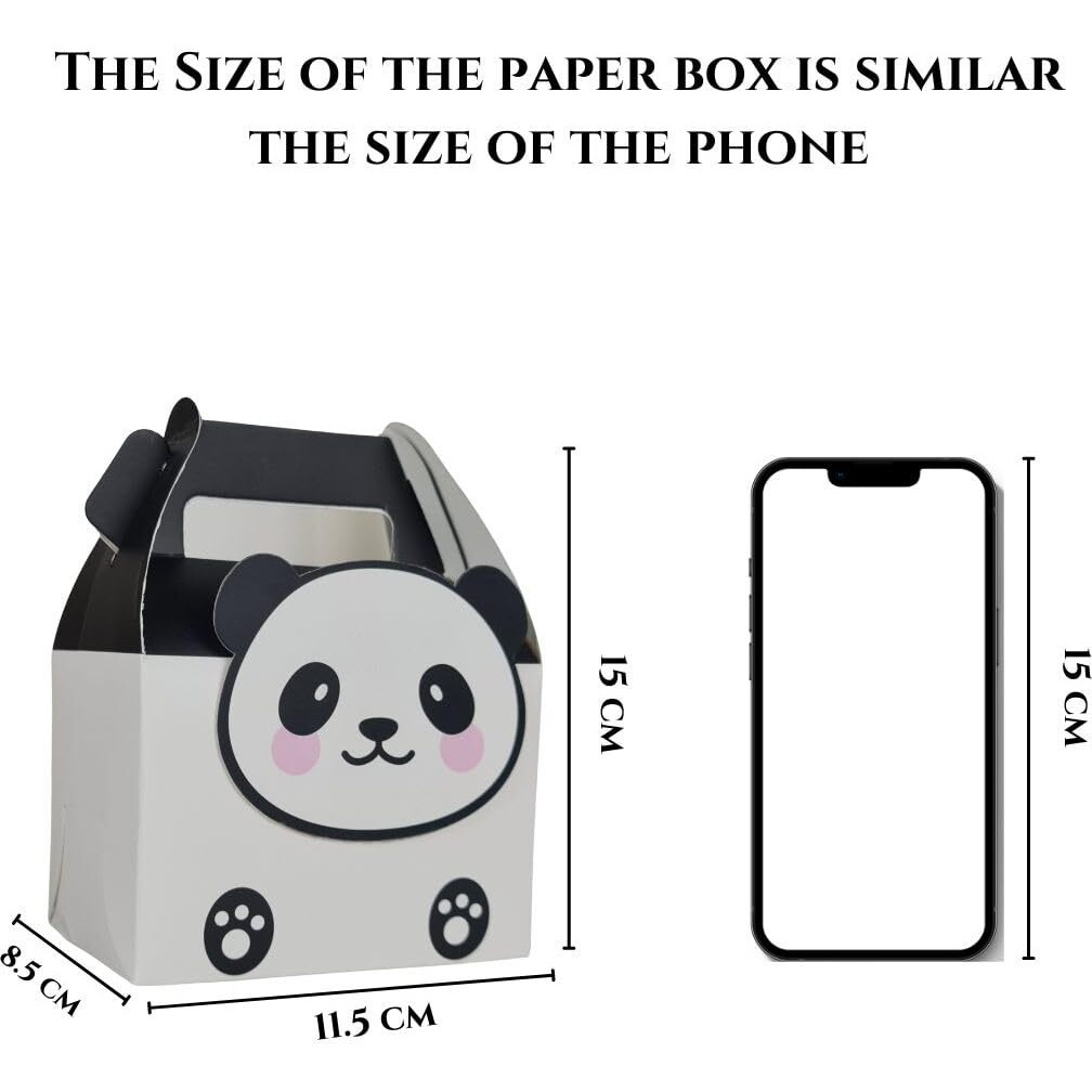 Satyam Kraft 20 Pcs Panda Printed Decorative Folding Paper Gift Boxes | Fancy Packaging For Diwali Gifts, Wedding, Return Gift, Dry Fruits, Wedding & Kids Function Return Gifts (Brown)