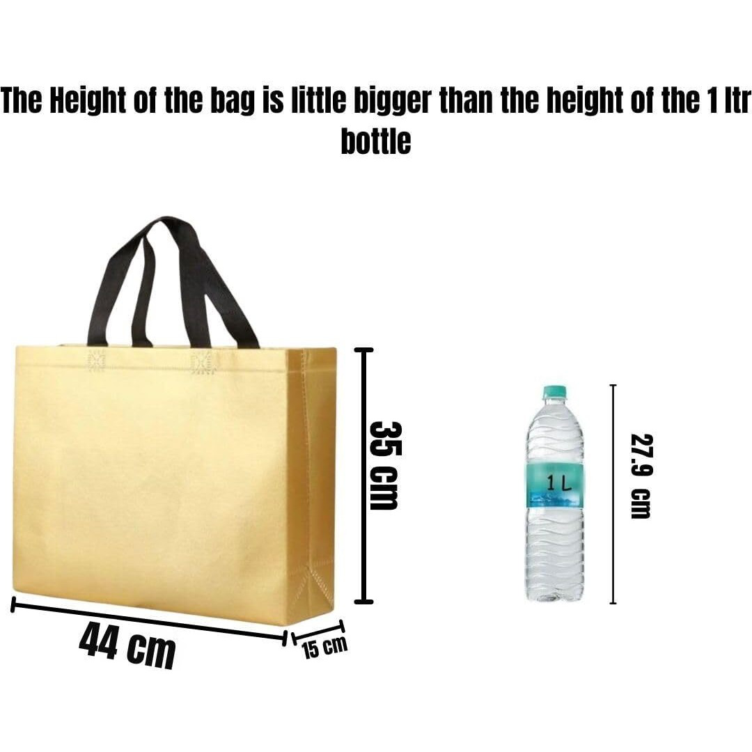 Satyam Kraft 6 Pcs Bag Goodie Bags With Handle Gift Bag, Carry Bags, Gift Bag, Gift For Gifting, Return Gifts, Diwali Gift, Birthday,Festive, Wedding, Festivals, Events(44 X 35 Cm)(Golden)