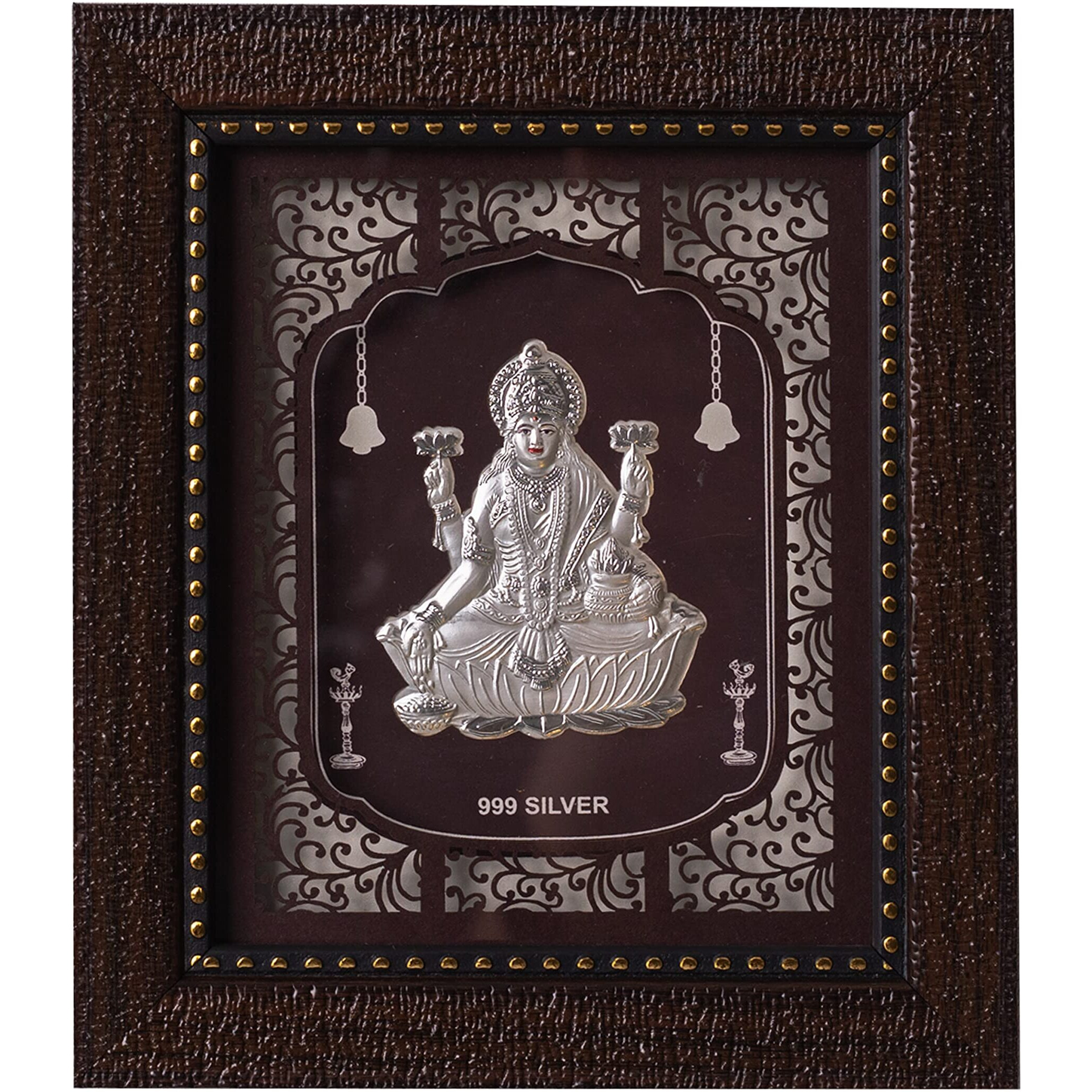 Hem Jewels Pure Silver Goddess Laxmi Frame For Gift & Home Decor (7.5X6.5 Inch) (Pack Of 1)