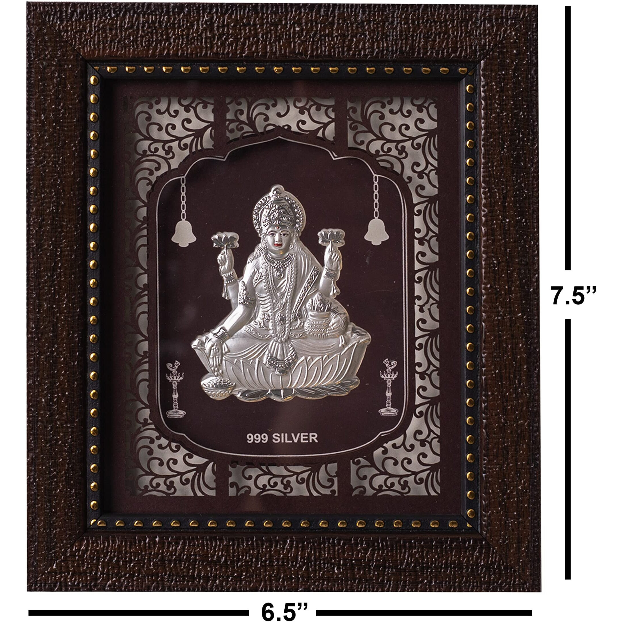 Hem Jewels Pure Silver Goddess Laxmi Frame For Gift & Home Decor (7.5X6.5 Inch) (Pack Of 1)