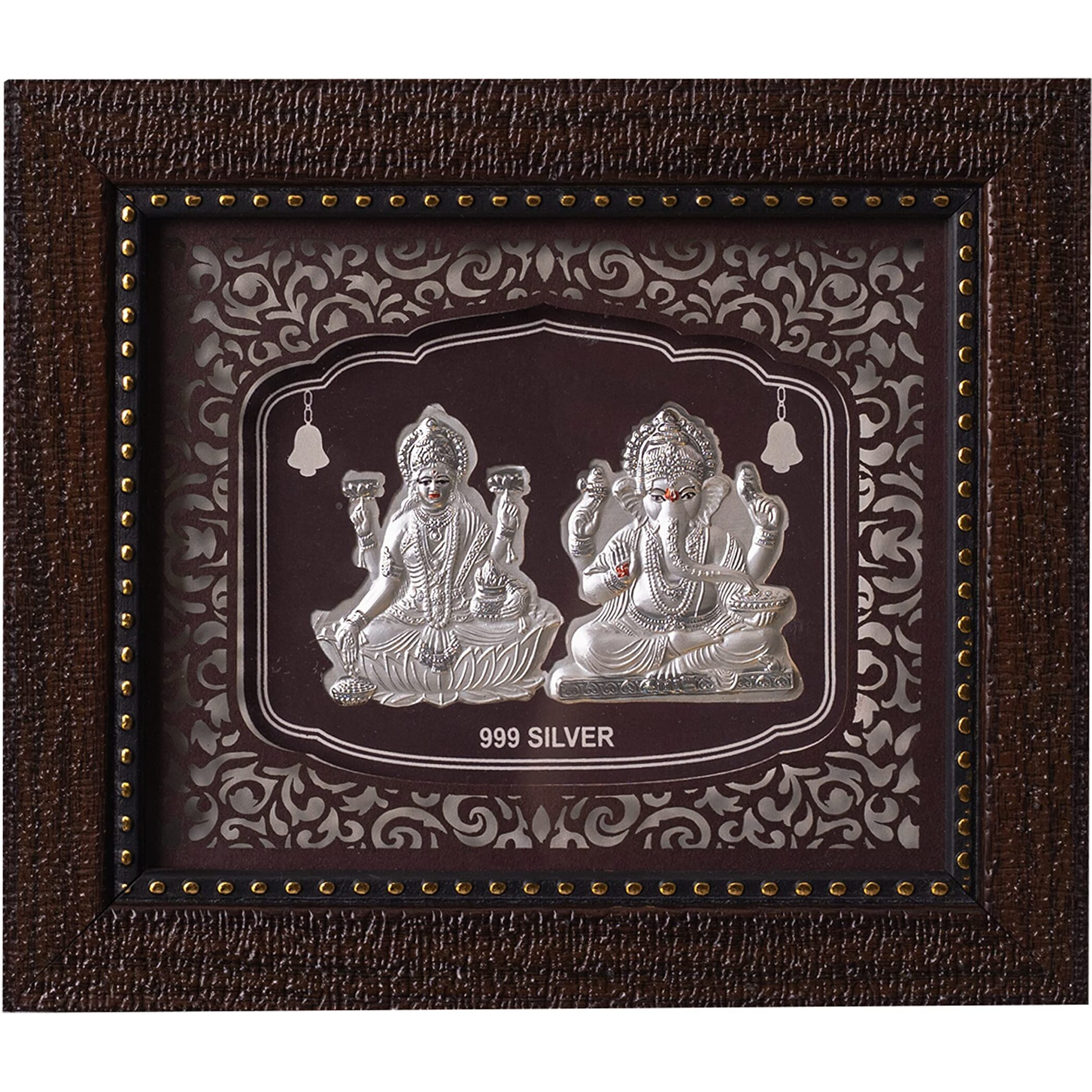 Hem Jewels Pure Silver Lord Ganesh & Laxmi Frame For Gift & Home Decor (7.5X6.5 Inch) (Pack Of 1)