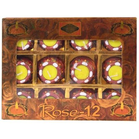 Collectible India 12 Diwali Diya Colorful Handmade Earthen Clay Handpainted Diyas For Diwali Pooja Festival Decoration Lights For Diwali Home Indoor Outdoor Decor Gift Box Packing (Set Of 12)