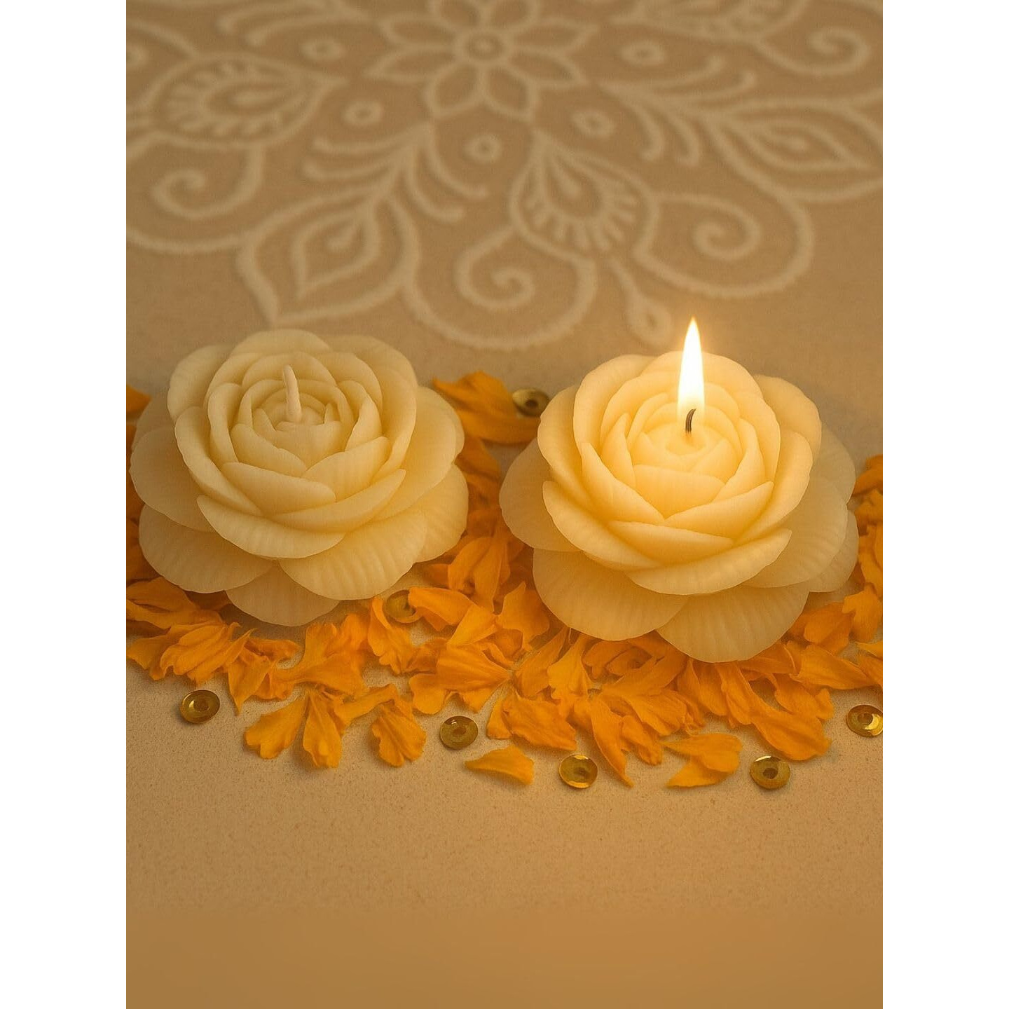 Seraaf 2Pcs Peony Diwali Decoration For Home Scented Candle Set | Scented Candles For Decoration & Diwali Gifts For Family And Friends, Made With 100% Soy Wax, Clean Smokeless Burn Fragrance Candle
