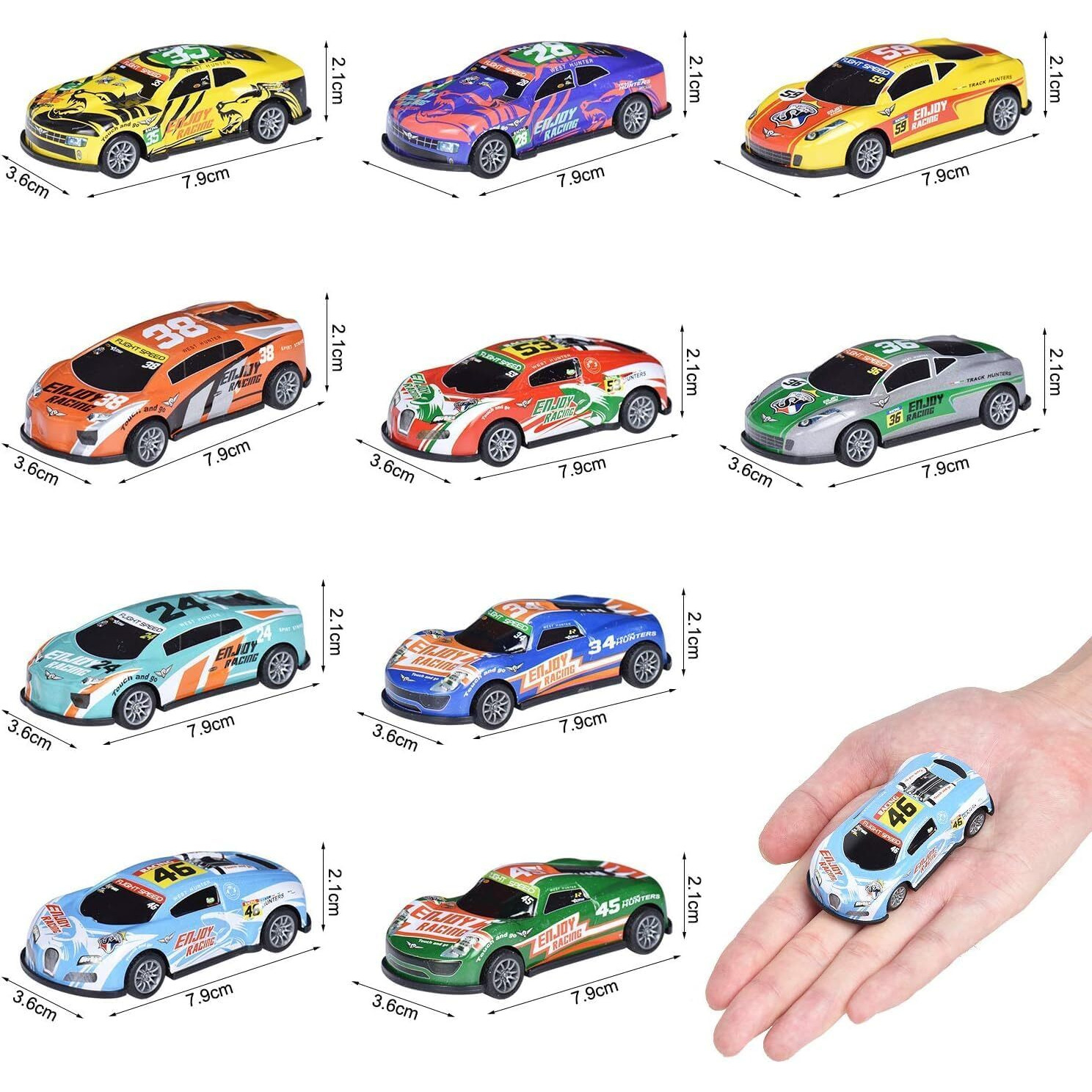 Amitasha 10 Unbreakable Racing Mini Diecast Car Models Set For Kids Pull Back Vehicles Metal Alloy Car Play Set For Kids, Unique Toys, Best Birthday Gift, Diwali Gift, Khilona For Boys(Racing Cars)