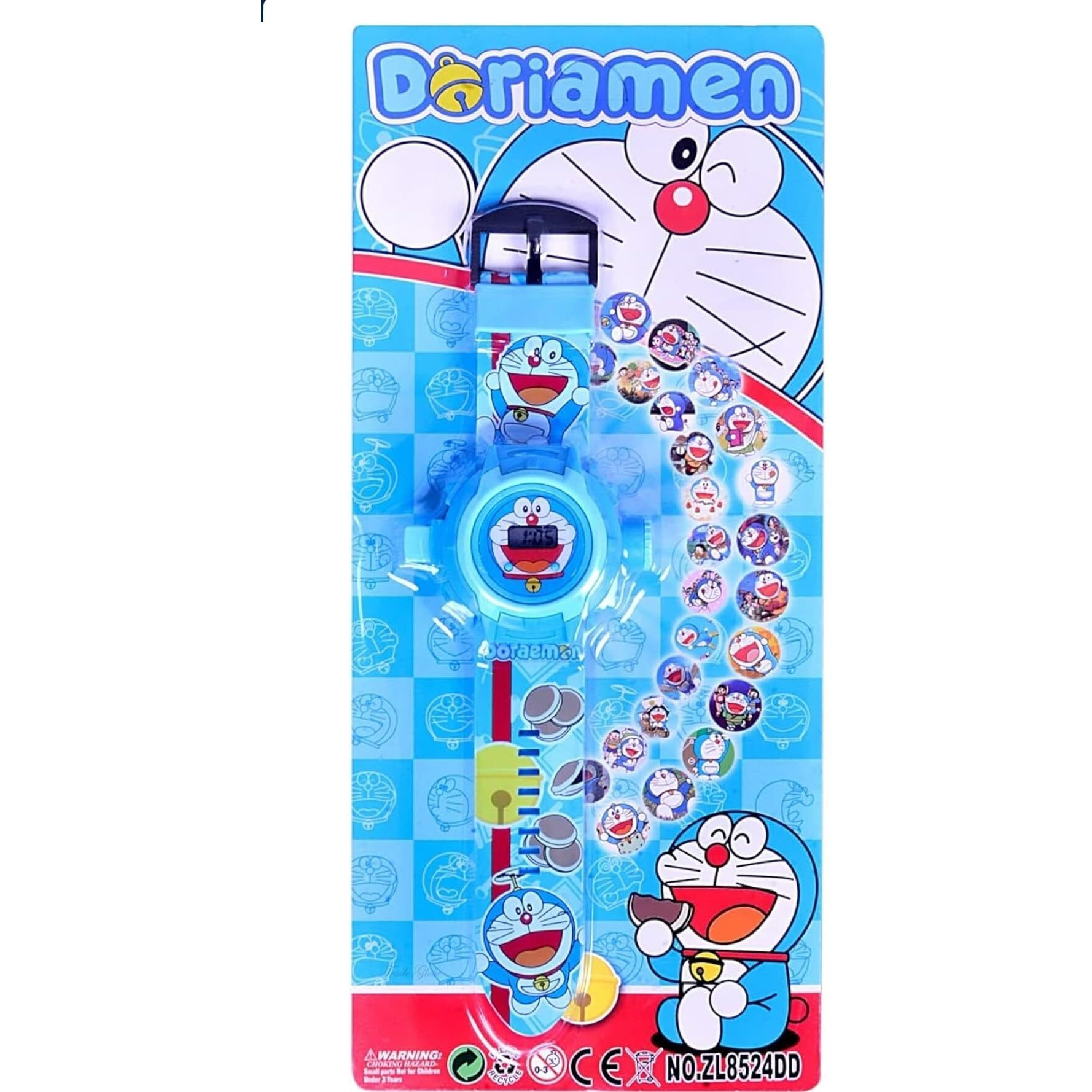 Tonsy Digital 24 Images Projector Sky Blue Doraemon Boy Watches For Kids Boy's Rubber Material Watches Diwali Gift Birthday Return Gift Best Digital Toy Watch For Kid's Boy's Girl's 3-8 Years