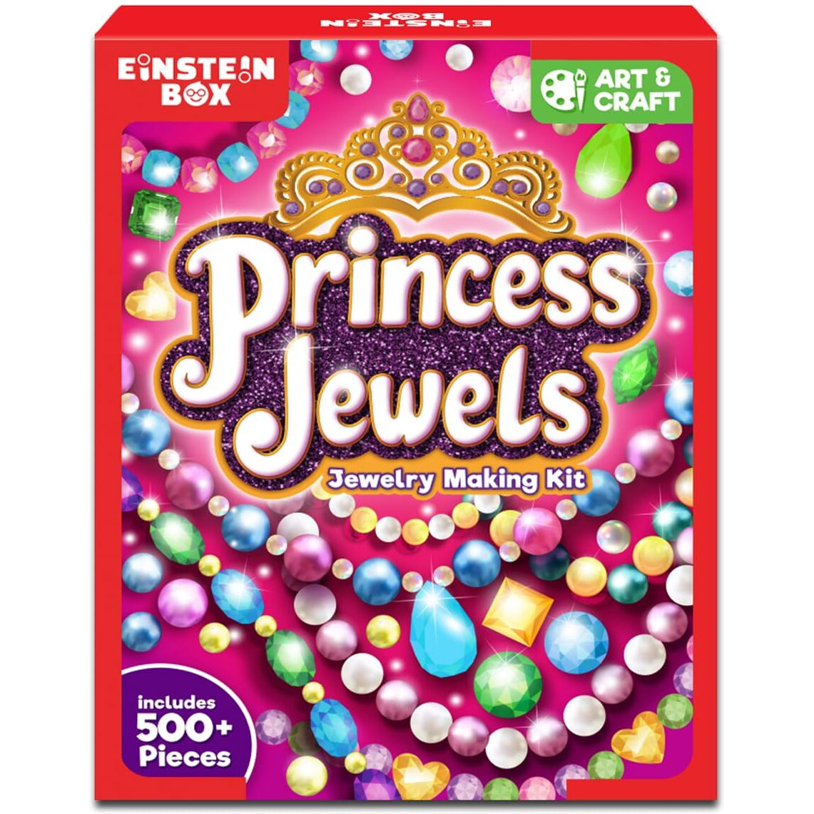 Einstein Box Jewellery Making Kit For Girls 6 To 14 Years Old| Birthday Gift Ideas For Girls 6,7,8,9,10,11,12,13,14 Years Old | With Beads & Charms | Princess Theme |, Multicolour