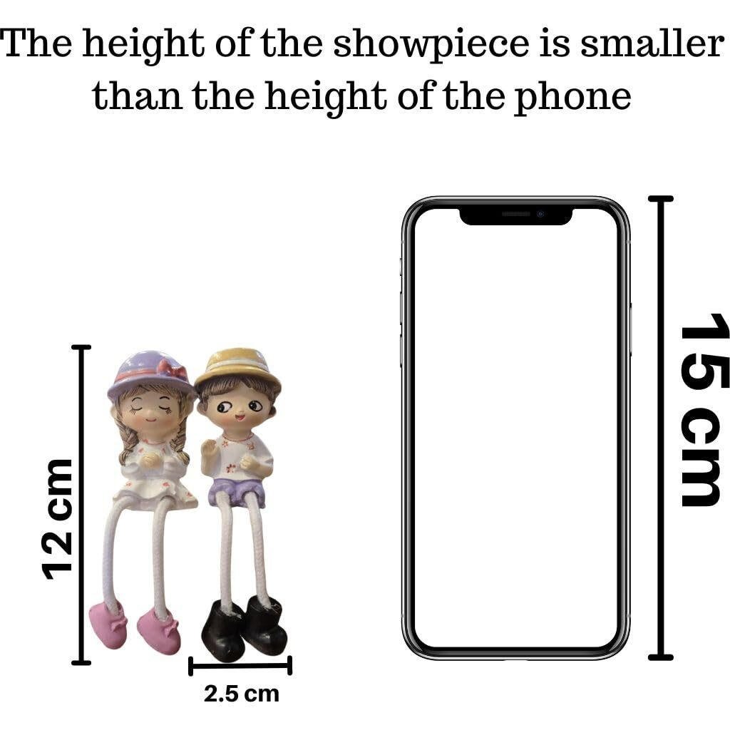 Satyam Kraft 1 Set Hanging Legs Romantic Couple Showpiece | Cute Boy &Girl For Home, Living Room, Bedroom, Deepawali, Diwali Decor Item | Birthday Gift For Girlfriend, Boyfriend (Multicolour, 2 Pcs)