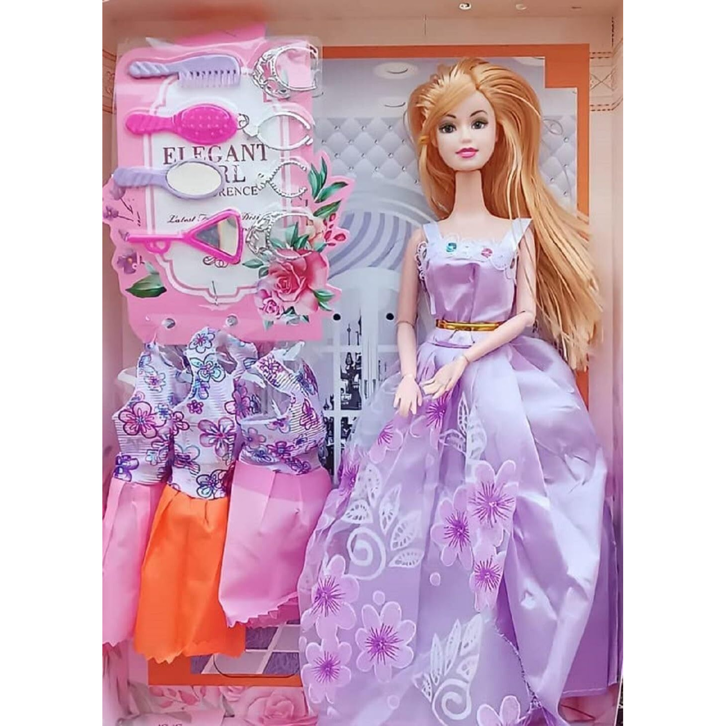 Bkdt Marketing Beautiful Doll Toy For Girls Moveable Arms, Legs, Hands & Elbow With Dresses & Fashion Accessories- Festival Gifts,Diwali Gift
