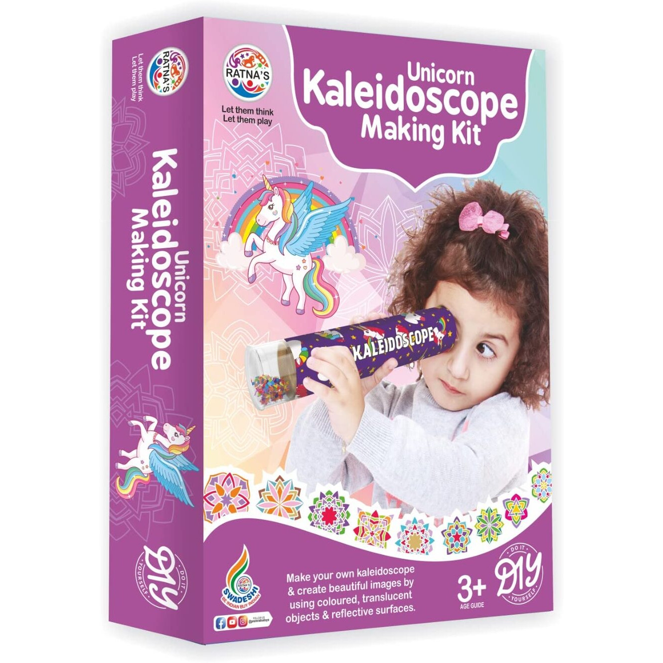 Bkdt Marketing Kaleidoscope Making Kit Play Set For Kids - Diy Making Kit- Kaleidoscope Return Gifts For (Kaleidoscopekit-Pink)- Festival Gifts,Diwali Gift
