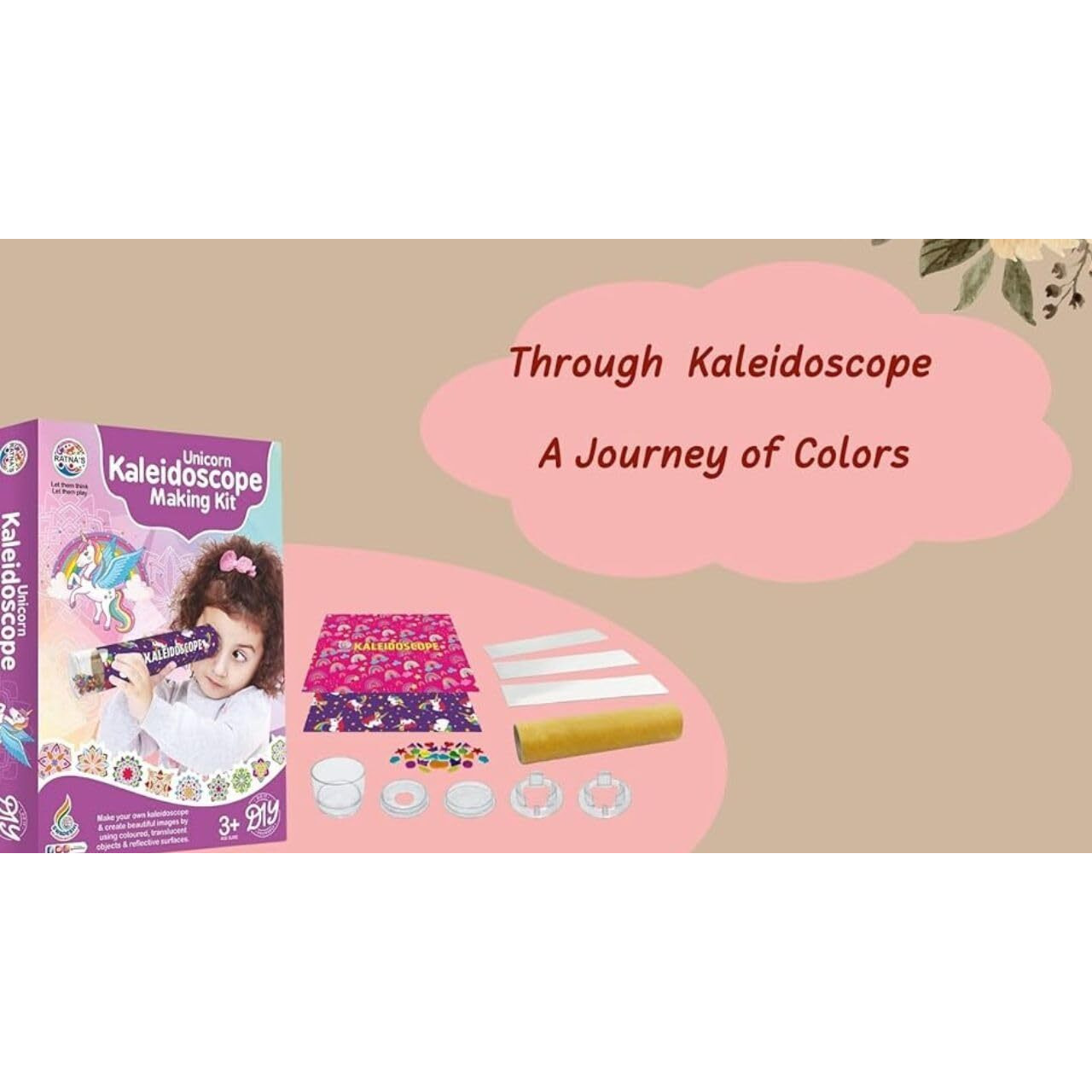 Bkdt Marketing Kaleidoscope Making Kit Play Set For Kids - Diy Making Kit- Kaleidoscope Return Gifts For (Kaleidoscopekit-Pink)- Festival Gifts,Diwali Gift