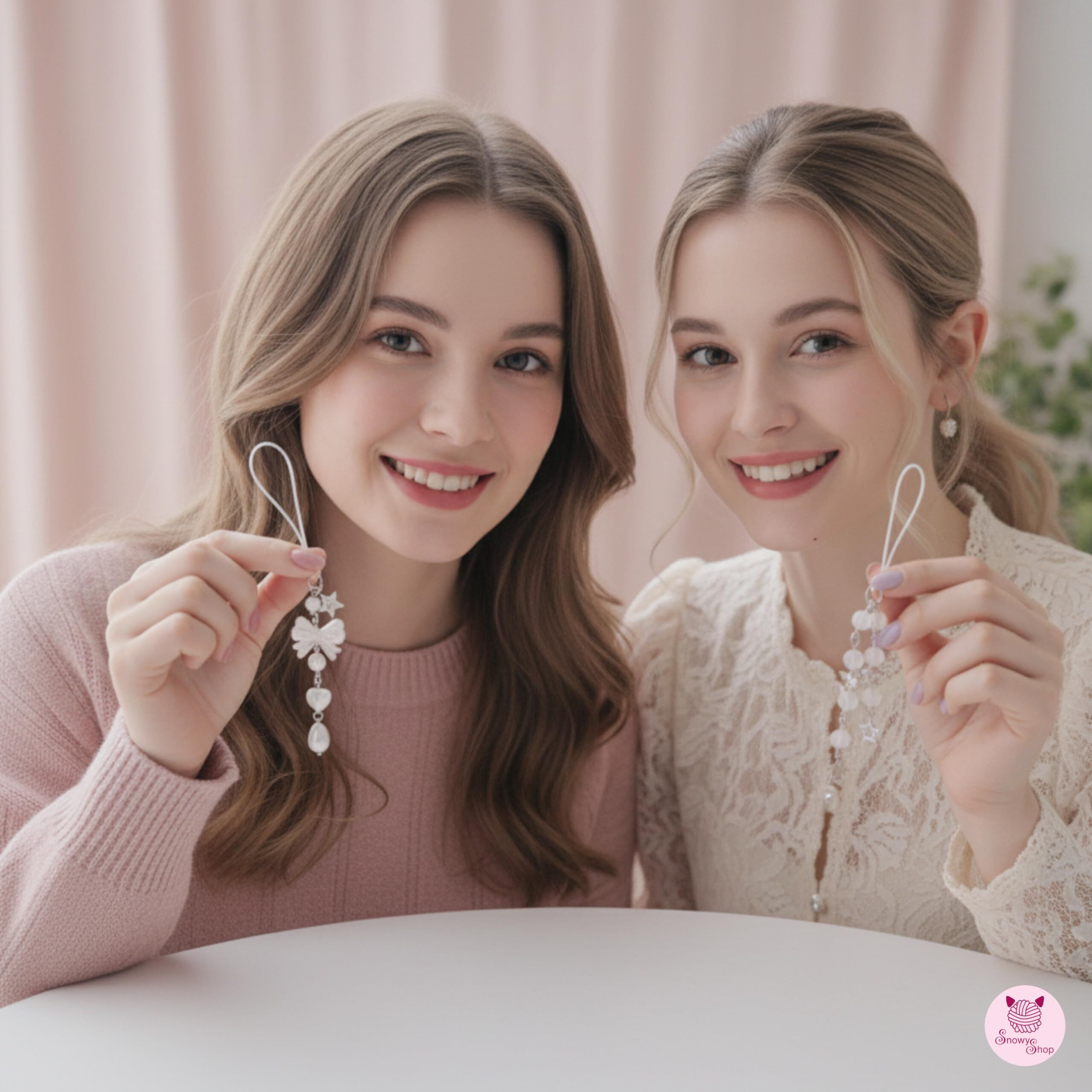 Snowy Shop 4Pcs Aesthetic Silver Bow Phone Charm  Cute Pearl Beaded Mobile Chain Accessory | Stylish Kawaii Phone Strap For Girls, Women & Teens | Trendy Y2K Diwali Gift