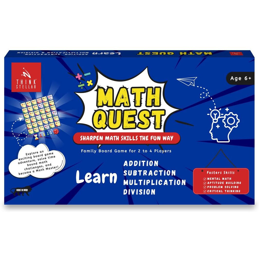 Think Stellar Math Board Game - Math Quest, Learn Addition, Subtraction, Multiplication & Division, Fun Learning Educational Toy & Game For Kids, Diwali Gift For Boys & Girls Ages 6, 7, 8, 9, 10