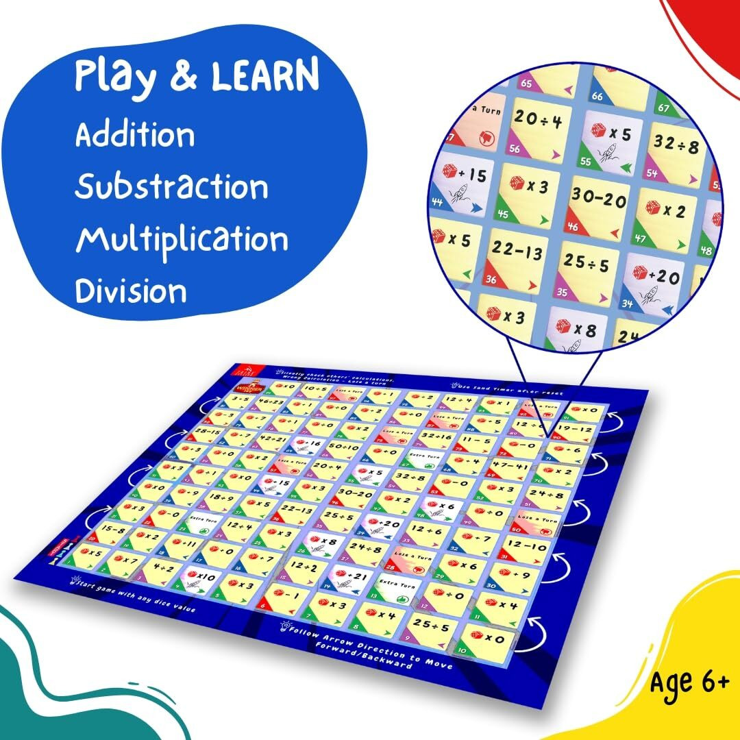 Think Stellar Math Board Game - Math Quest, Learn Addition, Subtraction, Multiplication & Division, Fun Learning Educational Toy & Game For Kids, Diwali Gift For Boys & Girls Ages 6, 7, 8, 9, 10
