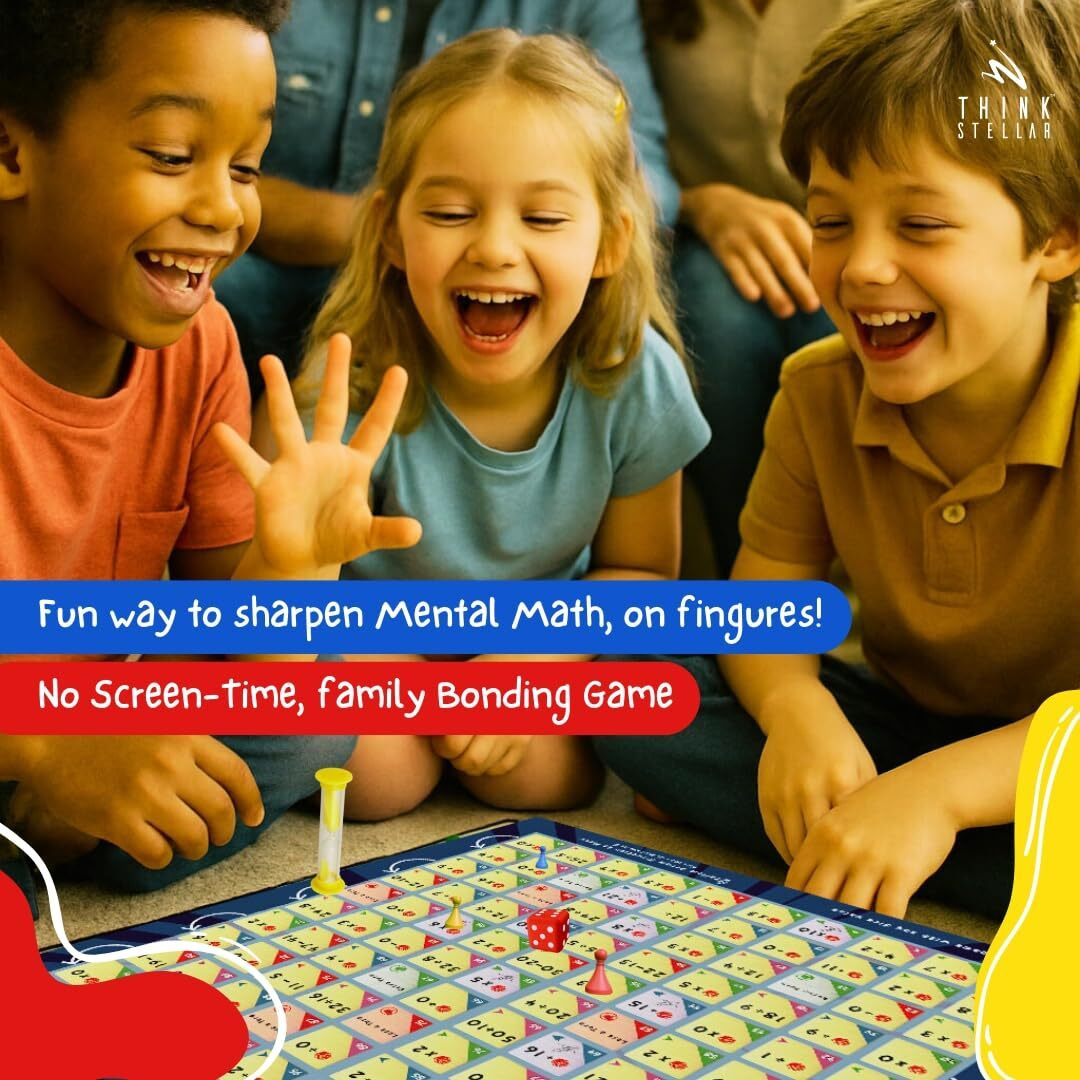 Think Stellar Math Board Game - Math Quest, Learn Addition, Subtraction, Multiplication & Division, Fun Learning Educational Toy & Game For Kids, Diwali Gift For Boys & Girls Ages 6, 7, 8, 9, 10