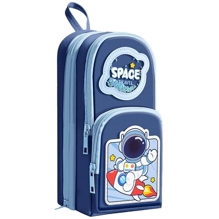 Brand Conquer Canvas Premium Pencil Case Hang Able 6 Layer With 3 Compartment Cute Aesthetic Pencil Case For Girls Large Capacity Pencil Pouch For Kids Cute Stationary Gift For Kids (Space Travel)