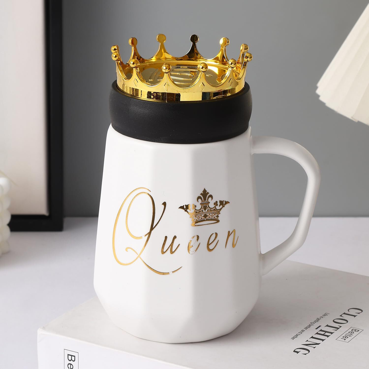 Tied Ribbons Ceramic Queen Coffee Mug (Black, 400 Ml) Birthday Anniversary Wedding Engagement Bridal Shower Newlyweds Married Gifts For Wife Girlfriend Mom Mother Diwali Gifts For Family And Friends