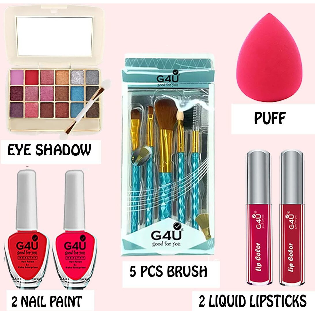 G4U Premium Makeup Kit For Women | Complete Beauty Set With Eyeshadow, Lipsticks | Ideal For Bridal & Party Makeup (Pink)