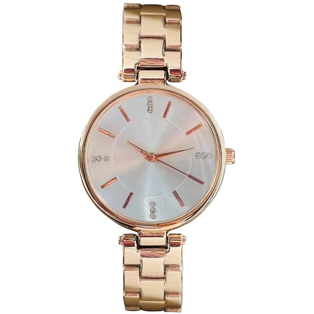 Styledose Women Analogue Wrist Watches For Women's & Girls&Miss&Ladies Diamond Studded Dial Rosegold Colored Stylish Bracelet Strap (White)