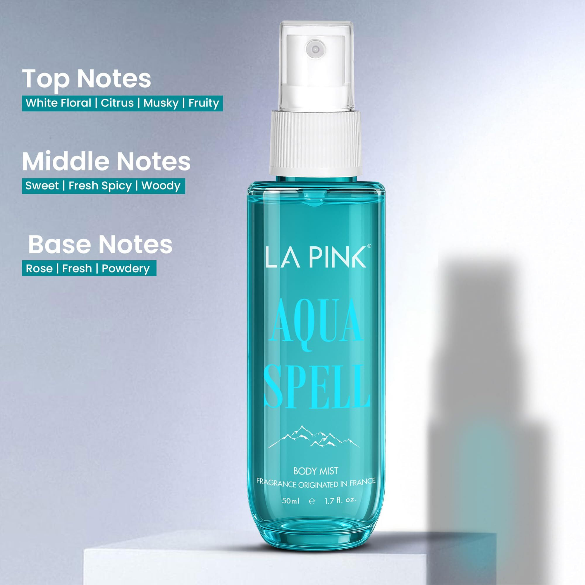 La Pink Aqua Spell Body Mist Woman | French-Inspired Travel Friendly Fragrance Long Lasting Perfume Body Mist Spray For Women With Citrus & Musk Notes | 50Ml