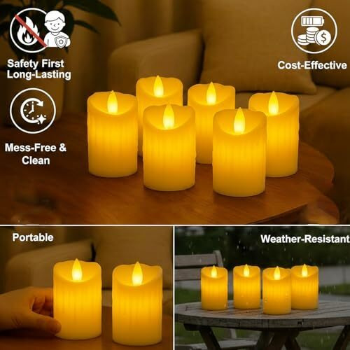 Go Hooked Acrylic Led Tea Light Candles Set Of 6  Flickering Flameless Battery Operated Candles, Smokeless Safe Decorative Lights For Home Dcor, Diwali, Weddings, Parties & Festivals