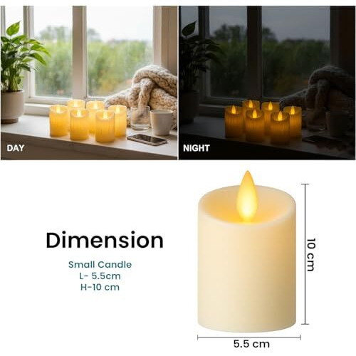 Go Hooked Acrylic Led Tea Light Candles Set Of 6  Flickering Flameless Battery Operated Candles, Smokeless Safe Decorative Lights For Home Dcor, Diwali, Weddings, Parties & Festivals